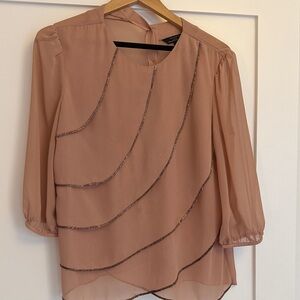 Ted Baker Dusty Rose Layered Chiffon Blouse